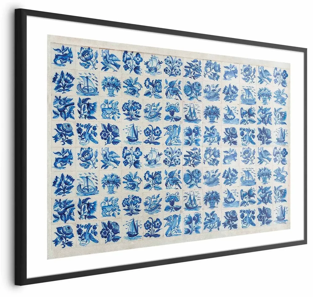 Plakat Płytki azulejos 60x40 cm z ramą czarną z marginesem ARTGEIST B
