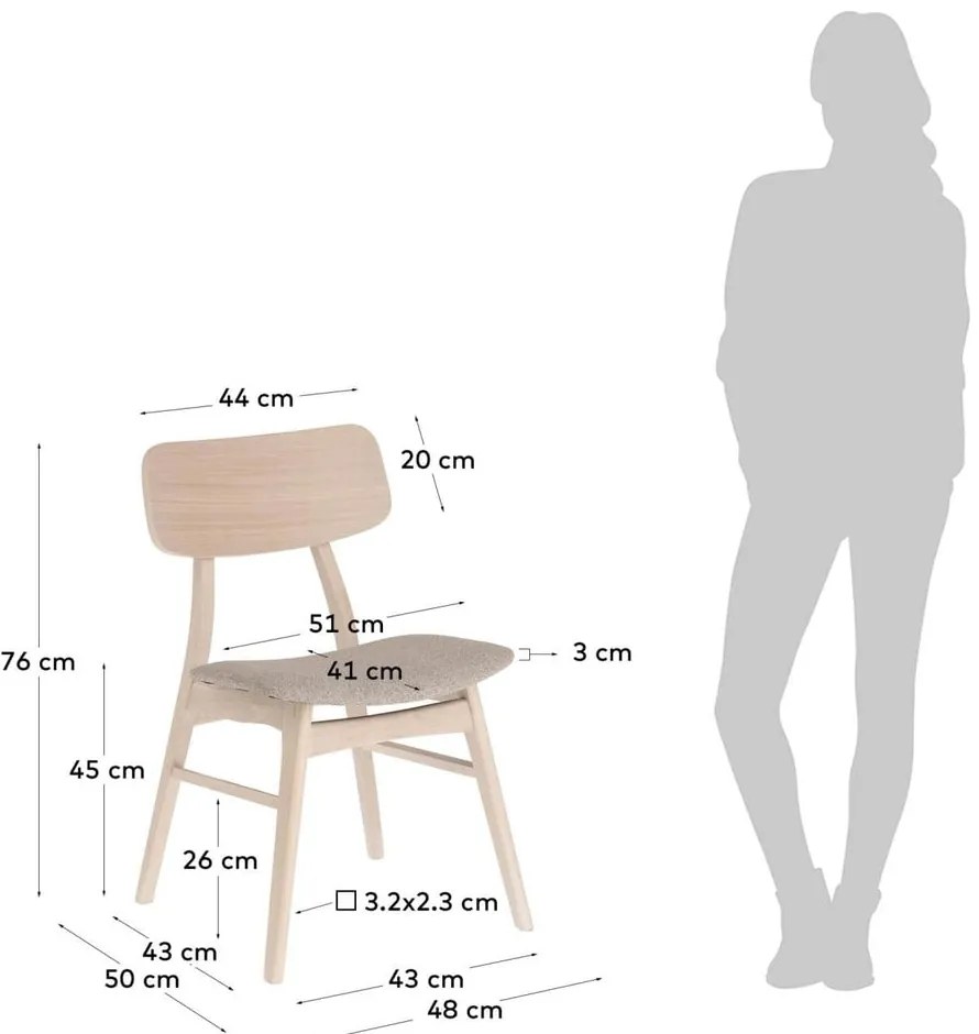 Beżowe krzesła w dekorze dębu zestaw 2 szt. Selia – Kave Home