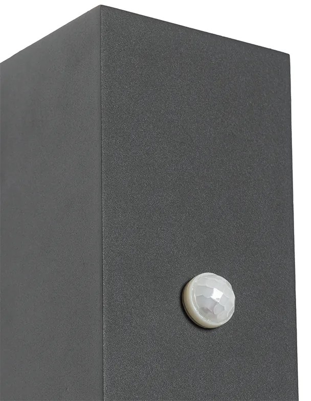 Antracytowa lampa ścienna z 2 światłami IP44 z czujnikiem ruchu - Baleno