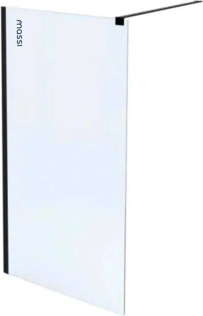 Massi Ścianka prysznicowa WALK IN FIX przezroczysta prostokątna 8 mm Molis Classic Clear MASSI | rożne rozmiary : Kolor profili kabiny - czarny, Szerokość ścianki - 30 cm