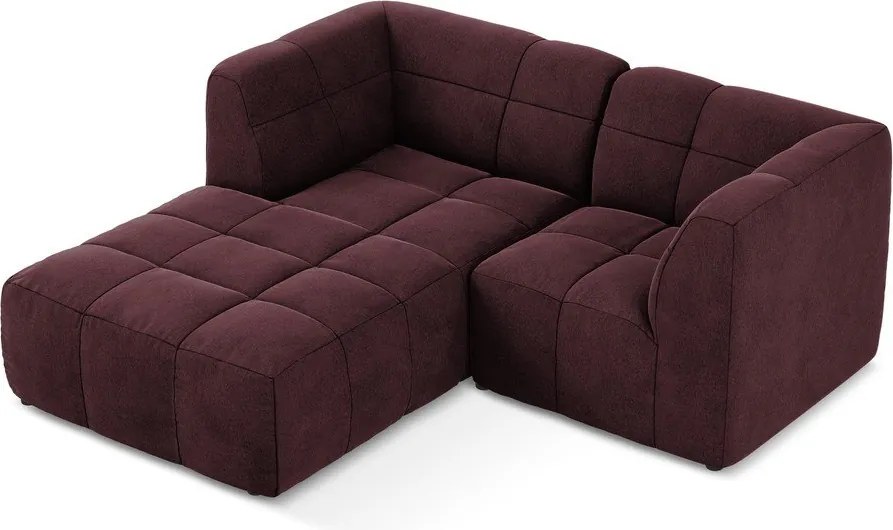 Bordowy aksamitny narożnik (lewostronny/z szezlongiem) Aloha – Makamii