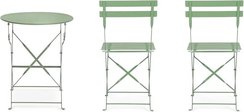 Szałwiowy stalowy zestaw mebli ogrodowych dla 2 osób Austin – Bizzotto