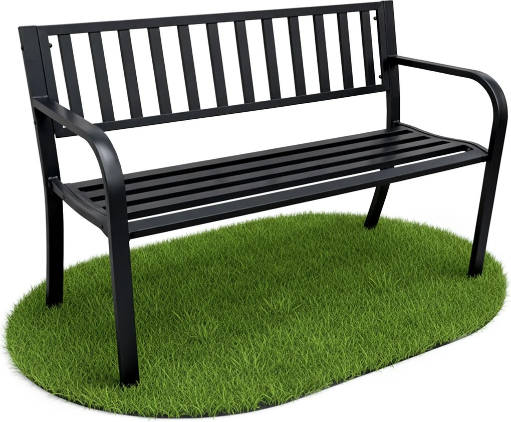 Czarna ławka do ogrodu z metalu B6-D36