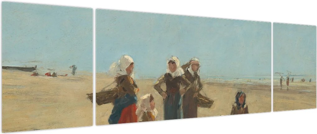 Obraz - Eugène Boudin, Women on the Beach at Berck, reprodukcje (170x50 cm)