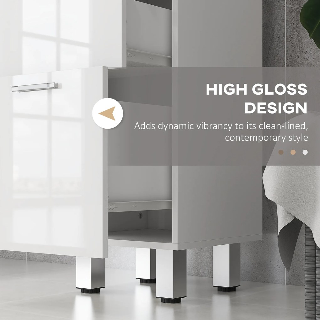 Kleankin szafka łazienkowa biała z 4 szufladami elegancka z płyty wiórowej Biały 30D x 30S x 93W cm | Aosom PL