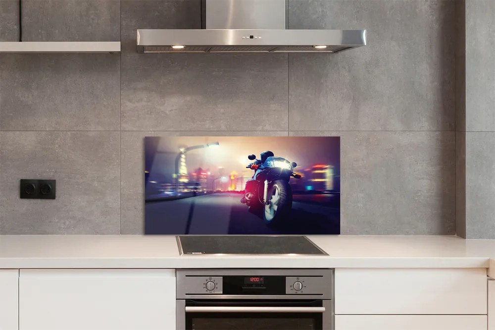 Szklany Panel Motocykl miasto niebo