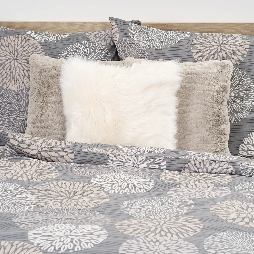 4Home Pościel bawełniana Grey Petals, 220 x 200 cm, 2 szt. 70 x 90 cm