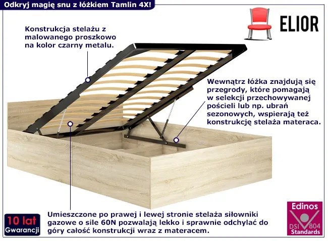 Łóżko dwuosobowe z zagłówkiem 160x200 dąb sonoma - Tamlin 4X