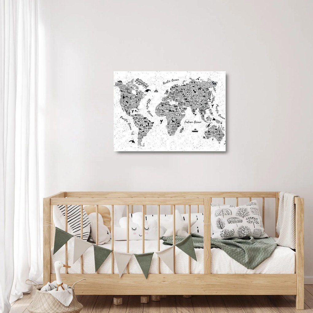 Obraz na szkle - Mapa piktogramów (70x50 cm)