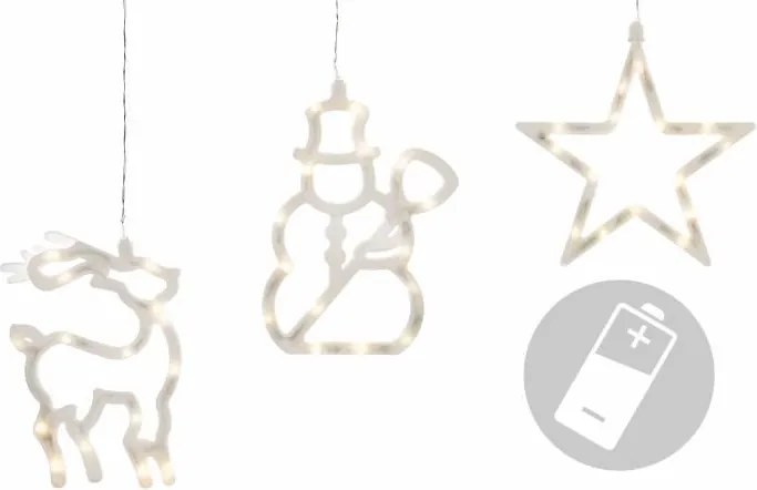 Świąteczna ozdoba - gwiazda, bałwan, renifer, LED FROST
