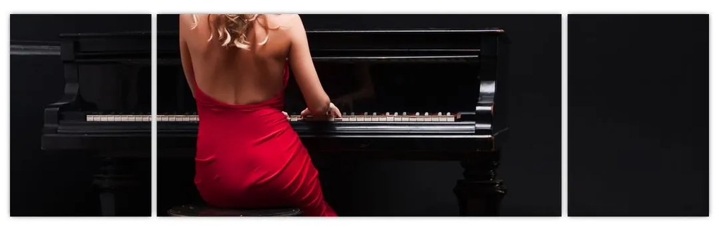Obraz kobiety grającej na pianinie (170x50 cm)
