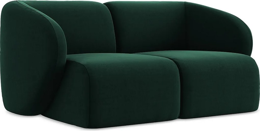 Modułowa sofa 2-osobowa - z tkaniny welwetowej - butelkowa zieleń - LANI