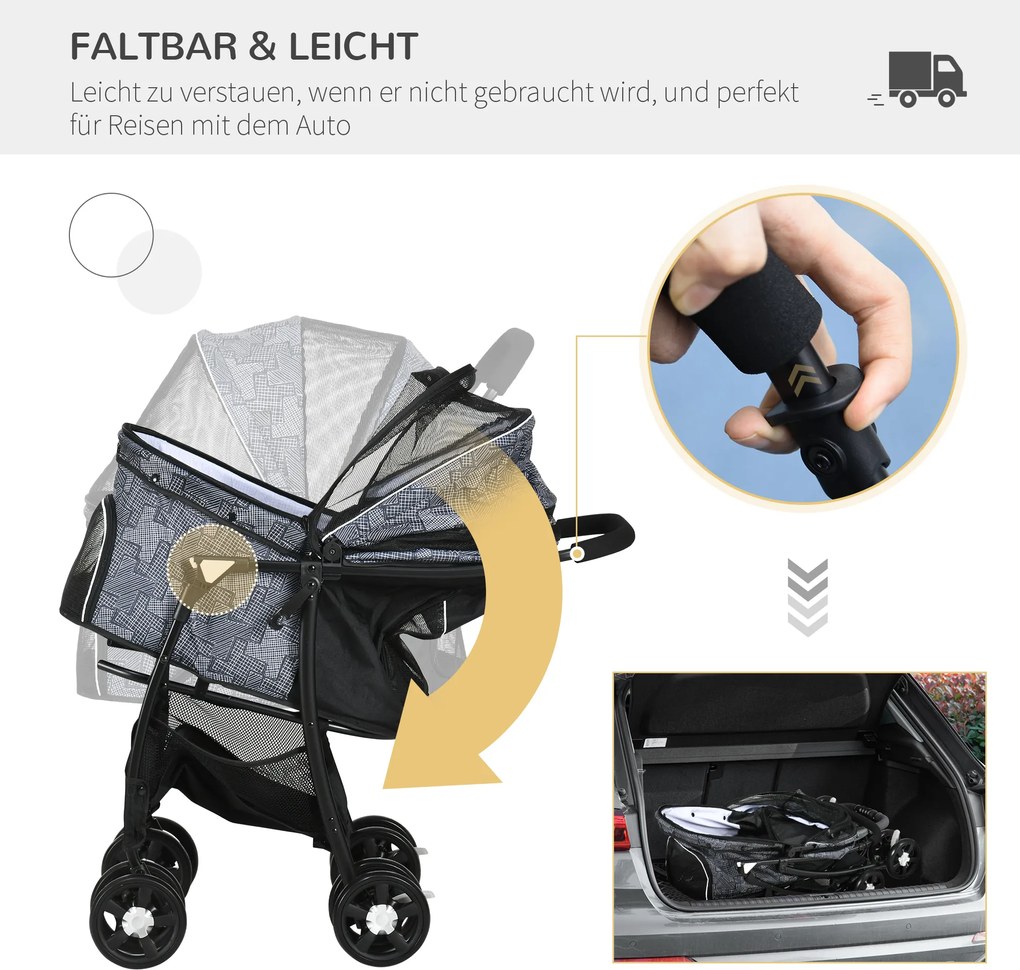 Outsunny Wózek dla Psa Składany z Poduszką dla Kota do 20kg | Aosom PL