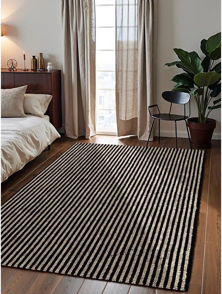 Czarny dywan z juty tkany ręcznie 160x230 cm Harvest Ebony – Elle Decoration