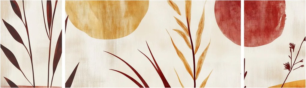 Obraz - Rośliny i okręgi (170x50 cm)