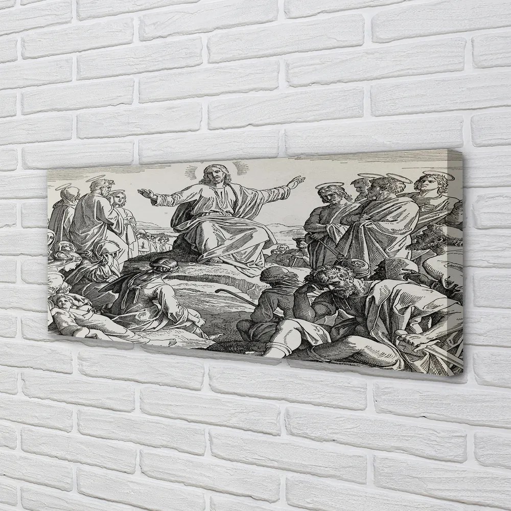 Zdjęcie na płótnie Rysunek Jezusa z Ludźmi