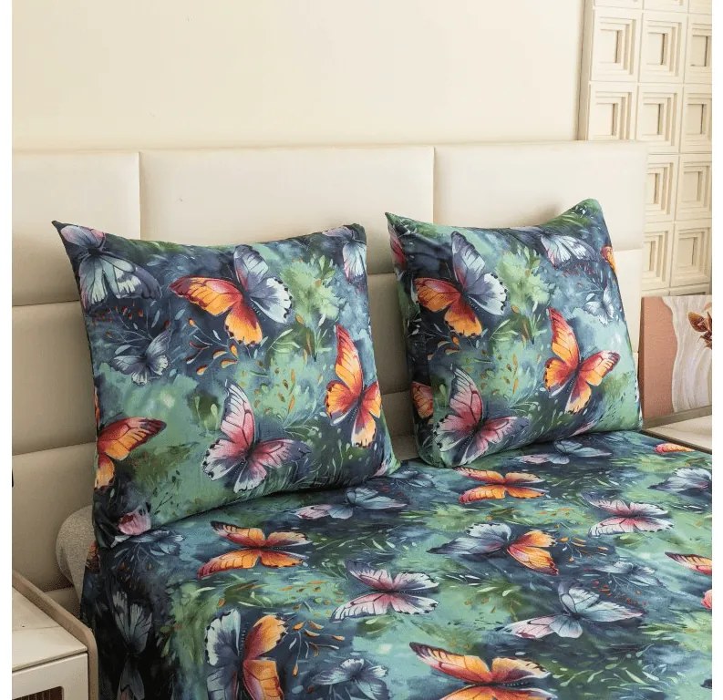 PrzytulneMieszkanie.pl PrzytulneMieszkanie.pl Pościel z mikrowłókna COLORFUL BUTTERFLY, kolorowa Rozmiar pościeli: 2 szt 70 x 90 cm | 200 x 220 cm