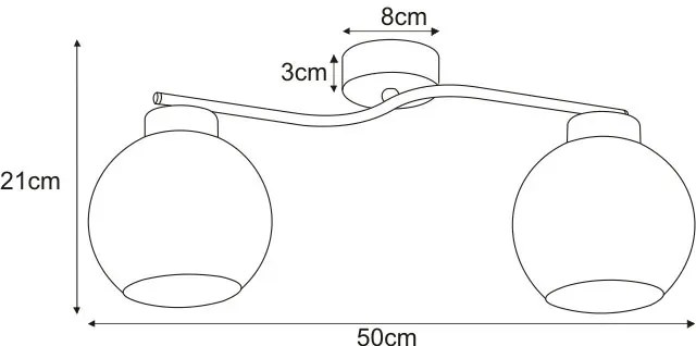 Podwójna lampa sufitowa z przezroczystymi kloszami - A796-Ozela