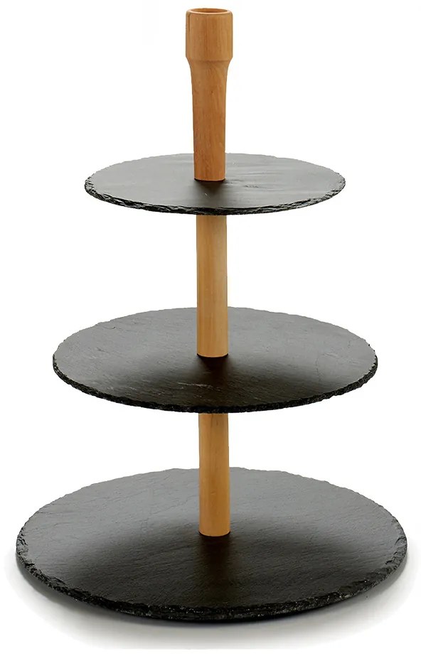 Patera 3-poziomowa z łupku kamiennego MONOLIT, 40 cm