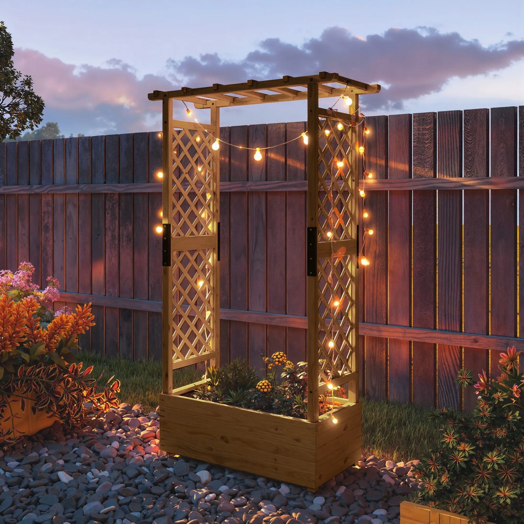 Outsunny Podwyższone grządko z kratownicą i daszkiem, do kwiatów, owoców, warzyw, ziół, 110 x 44 x 181 cm, drewno, pomarańczowy | Aosom PL