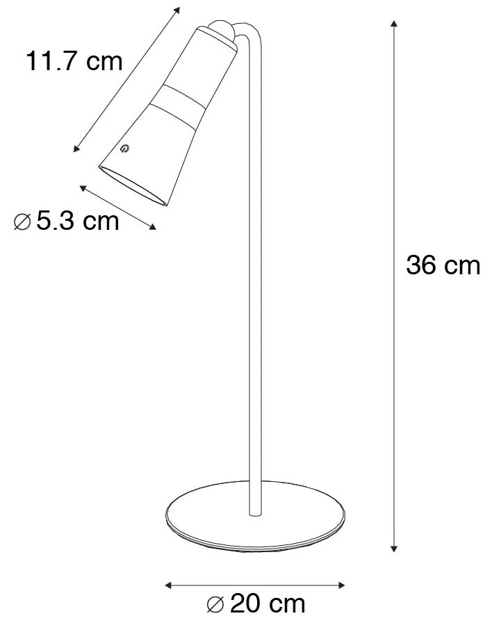 Nowoczesna lampa stołowa czarna z akumulatorem i 3-stopniowym ściemniaczem - Samuel Nowoczesny Oswietlenie wewnetrzne