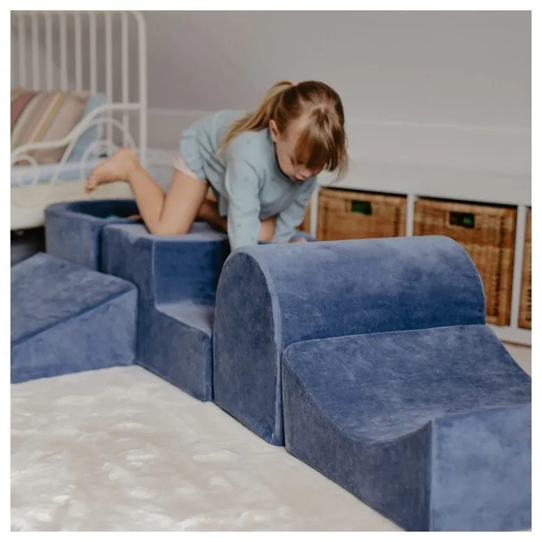 Jasnoszary aksamitny piankowy plac zabaw 3 szt. wysokość 30 cm 45x143 cm Montessori – Meowbaby