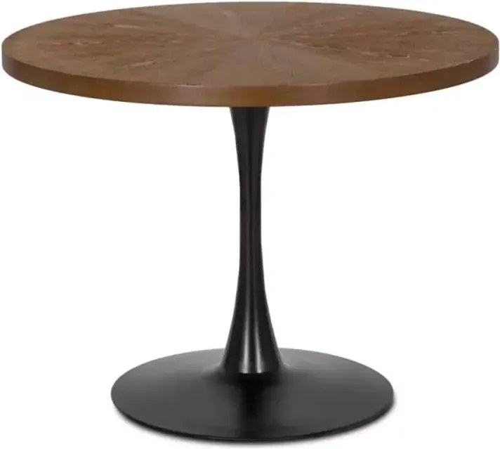 Elegancki stół Murray – nowoczesny okrągły stół o średnicy 100 cm na czarnej metalowej nodze z laminowanym blatem