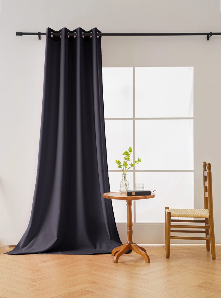 Ciemnoszara zasłona OXFORD 140x250 cm Zawieszanie: Taśma z wiązaniami
