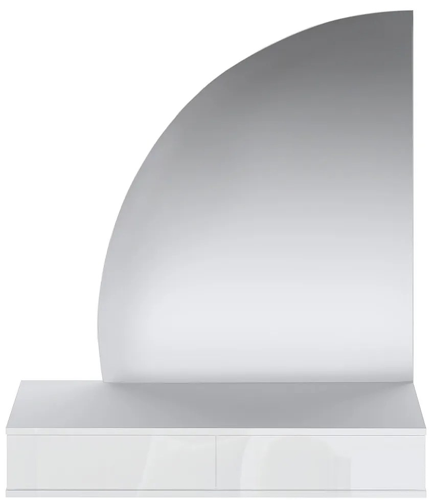 Toaletka wisząca z lustrem i oświetleniem LED - 2 szuflady - Biały z połyskiem - JINEZA