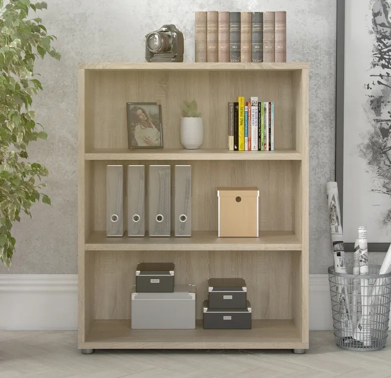 Niski regał biurowy z dwoma półkami Prima dąb sonoma