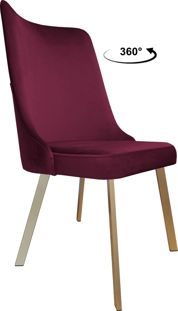 Krzesło Victor tkanina Welur noga metalowa krzesło tapicerowane premium : Kolor nogi - Złota profil, Kolor tkaniny - VELVET - MG02, Typ siedziska - Siedzisko obrotowe 360°