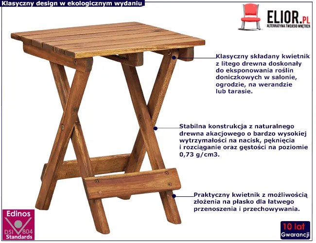 Stojak na kwiaty z drewna akacji T4-D22