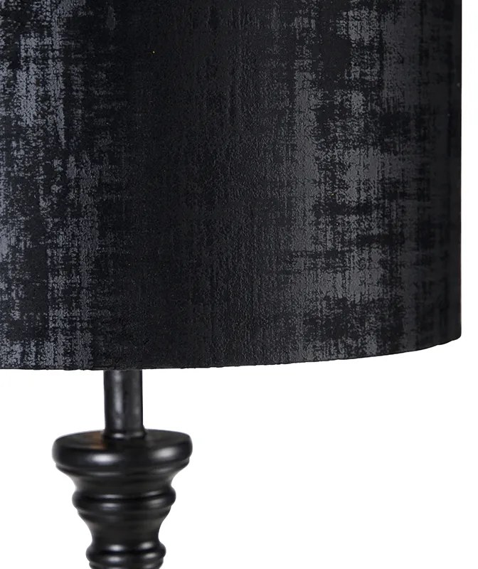 Klasyczna lampa stojąca czarna zkloszem czarnym 40 cm - Classico klasyczny/Antyczny Oswietlenie wewnetrzne