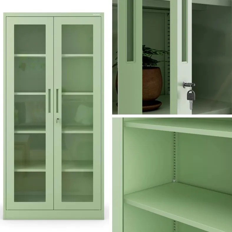 Przeszklona szafa medyczna Amelia Fresh Style 90x40x185 cm pastelowy zielony