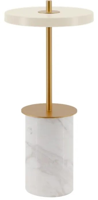 Kremowa marmurowa lampa stołowa LED ze ściemniaczem i metalowym kloszem (wysokość 25,5 cm) Asteria Move Mini – UMAGE