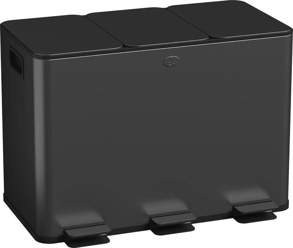 HOMCOM Kosz na śmieci z 3 x 20 L komorami, pokrywami dezodorantowymi, odporny na odciski palców, soft-close, wyjmowany, czarny
