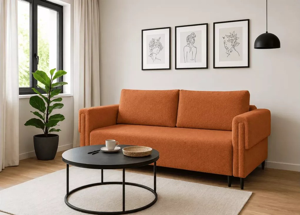 Kanapa Merli z funkcją spania i pojemnikiem na pościel – nowoczesna sofa 3-osobowa dostępna w 7 kolorach