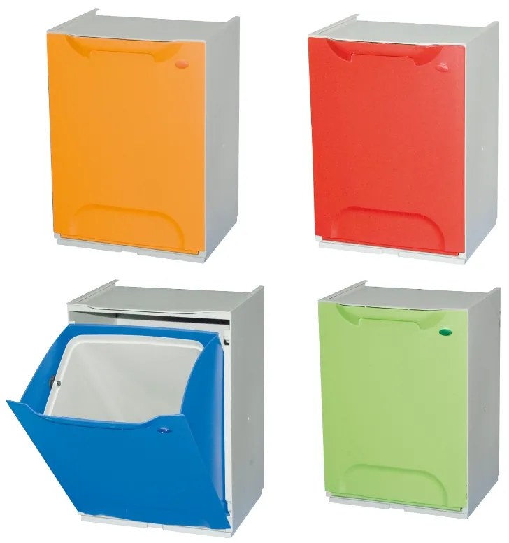 4 plastikowe kosze na śmieci segregowane, 20 L, 340 x 290 x 470 mm