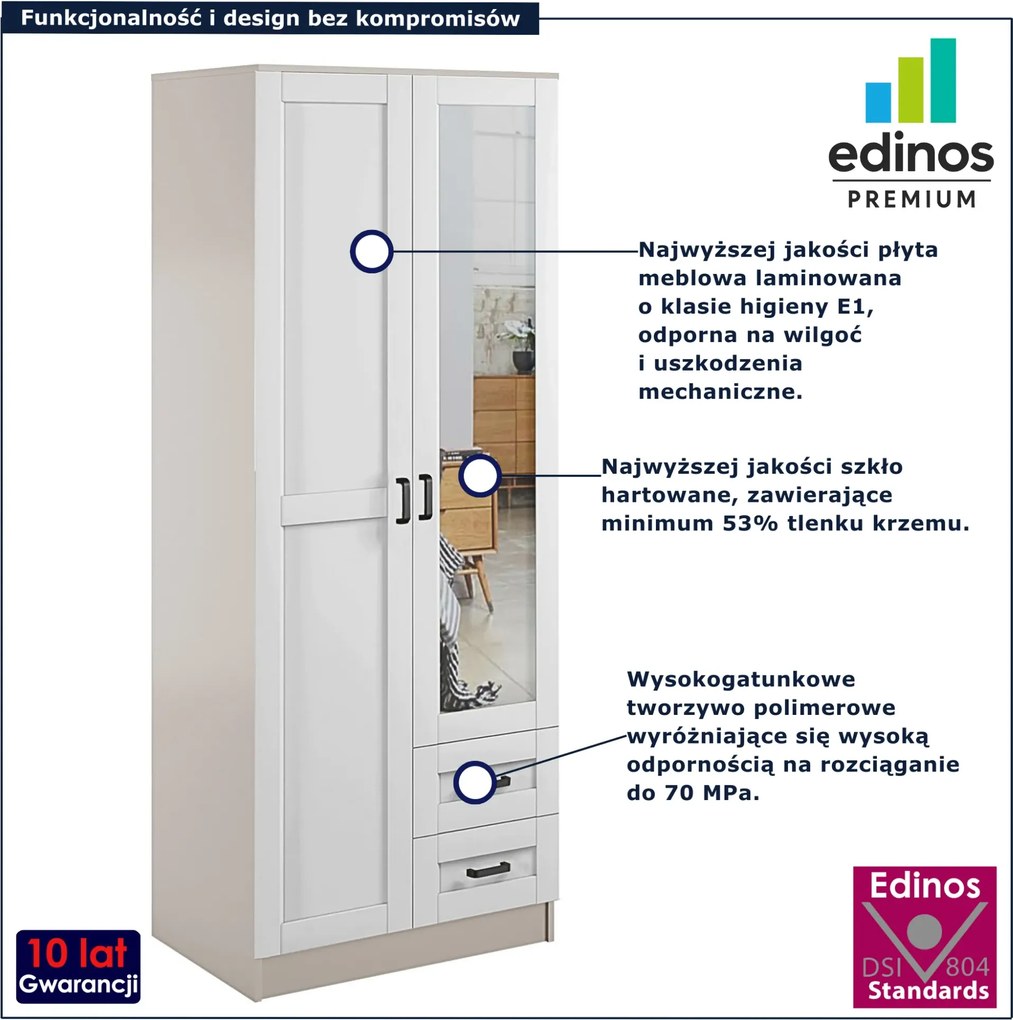 Szafa uchylna z lustrem i szufladami kaszmir + biały Z4-S55