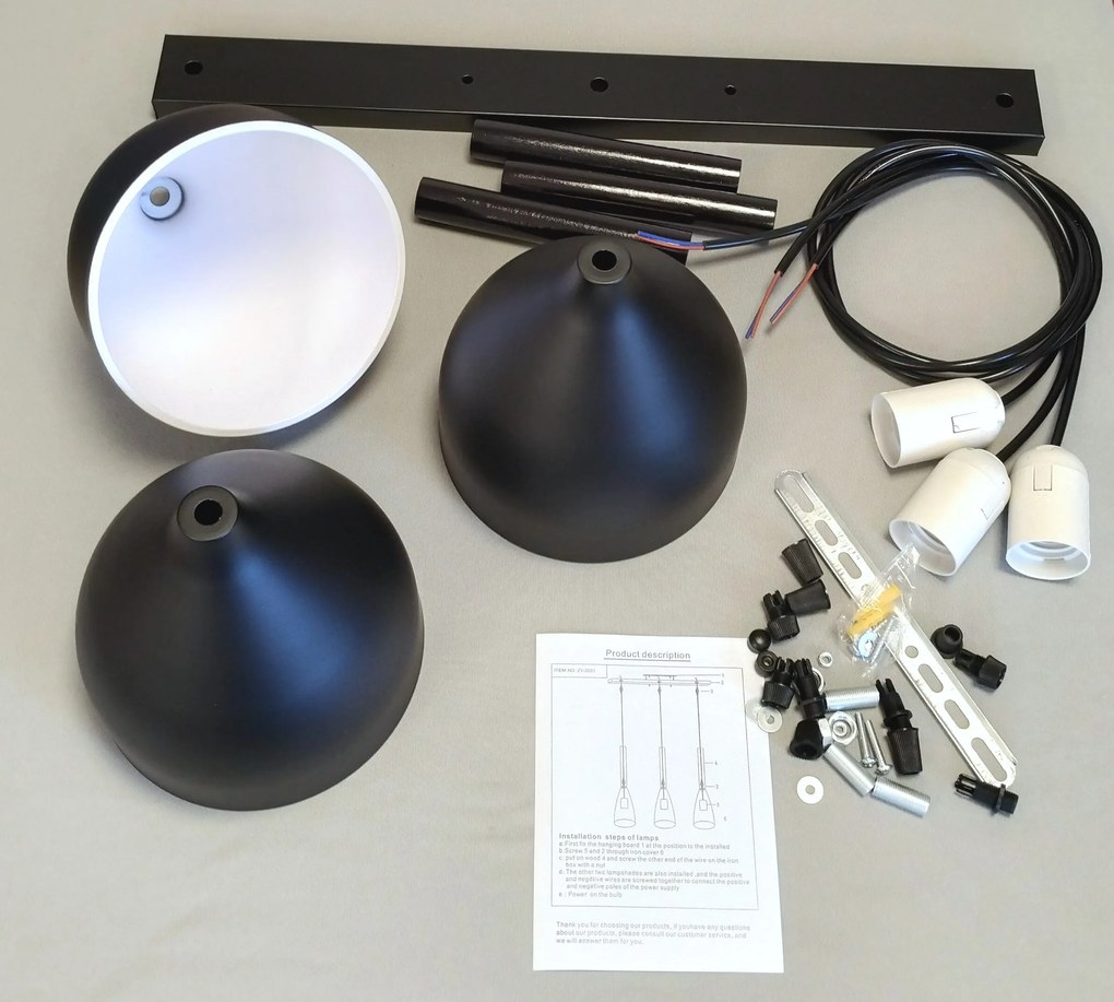 Lampa sufitowa loftowa metalowa wisząca AT30-3SZ-Czarna