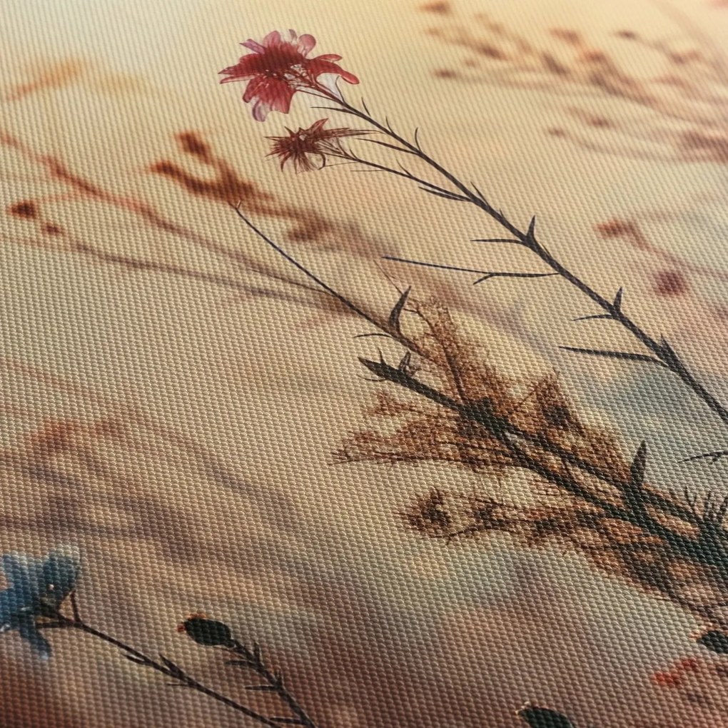 Obraz - Dzikie kwiaty (z zegarem) (90x30 cm)