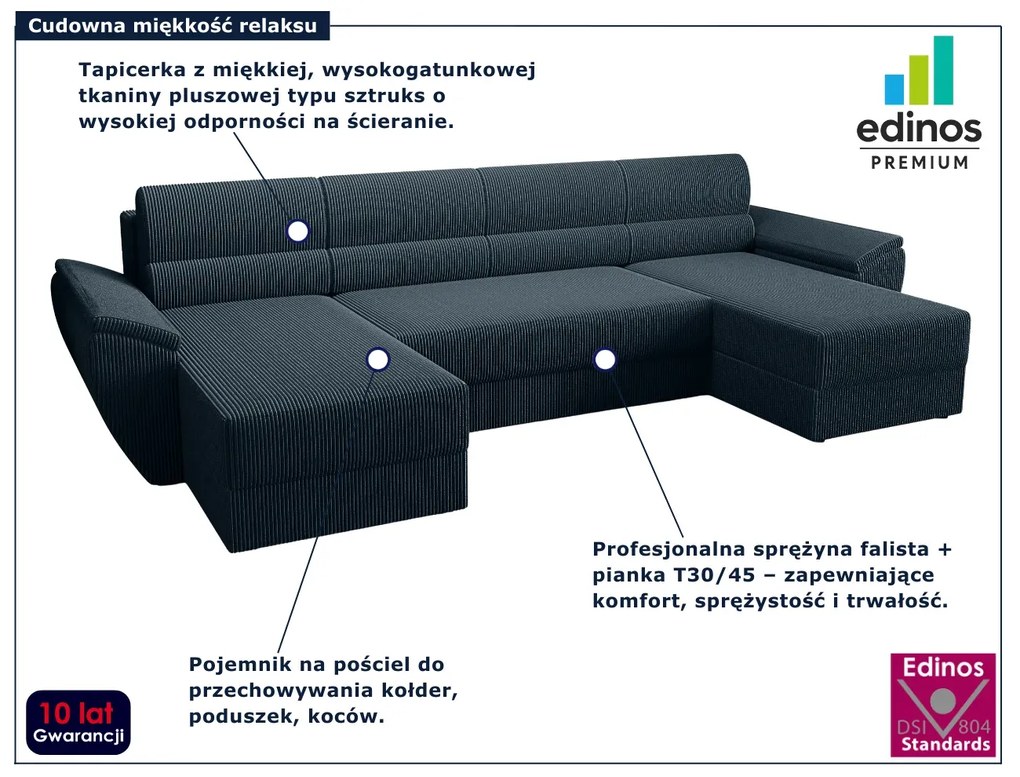 Granatowy narożnik rozkładany z pojemnikiem K2-A24