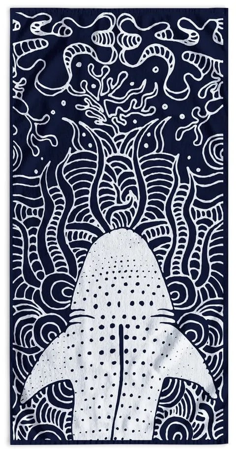 Ciemnoniebieski ręcznik plażowy 90x180 cm Shark – DecoKing