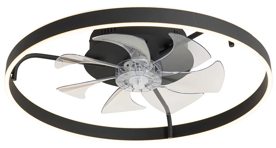 Wentylator sufitowy z lampą czarny 70 cm z LED z możliwością ściemniania i pilotem - MaddyDesignerski Oswietlenie wewnetrzne