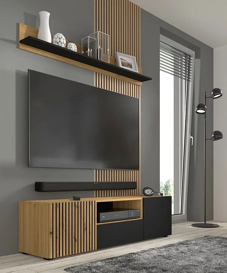 Szafka rtv z lamelowym frontem 150 cm - Aldo 7X