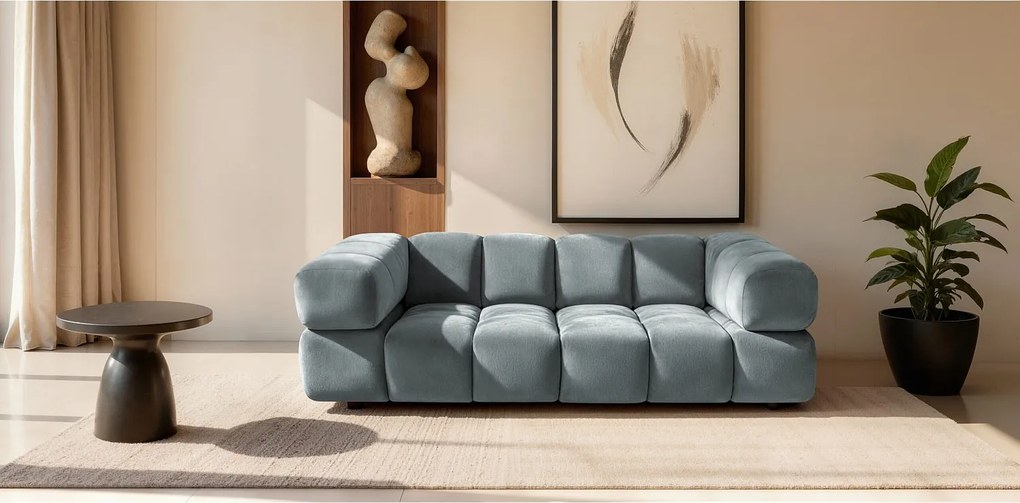 Sofa trzyosobowa, tkanina welurowa Bluvel, Niebieskoszary, Averro