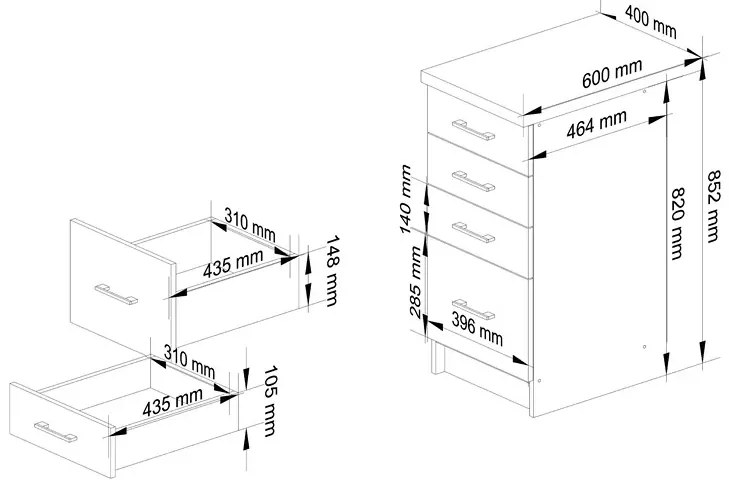 Dolna szafka kuchenna z szufladami w kolorze cappuccino N4-F14