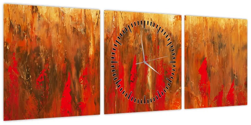 Obraz malowanej abstrakcji (z zegarem) (90x30 cm)