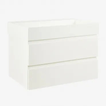 Zestaw Wiszących Mebli Łazienkowych Z Drewna I Forniru Jesionowego Zintegrowany Z Umywalką Ona Biała & Bezlusterkowiec & - Sklum