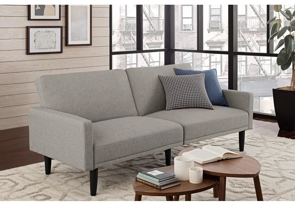 Jasnoszara sofa rozkładana 198 cm – Støraa